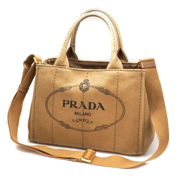 imgrc0079965538 Prada Kanapa Tote Bag Handbag 2WAY Shoulder Bag Canvas Brown