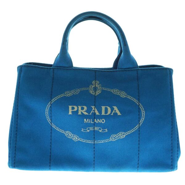 imgrc0080469373 Prada Kanapa Tote Bag Handbag Canvas Turquoise Blue