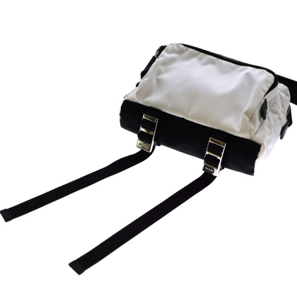 imgrc0081766061 Prada Shoulder Bag Nylon White Black Crossbody