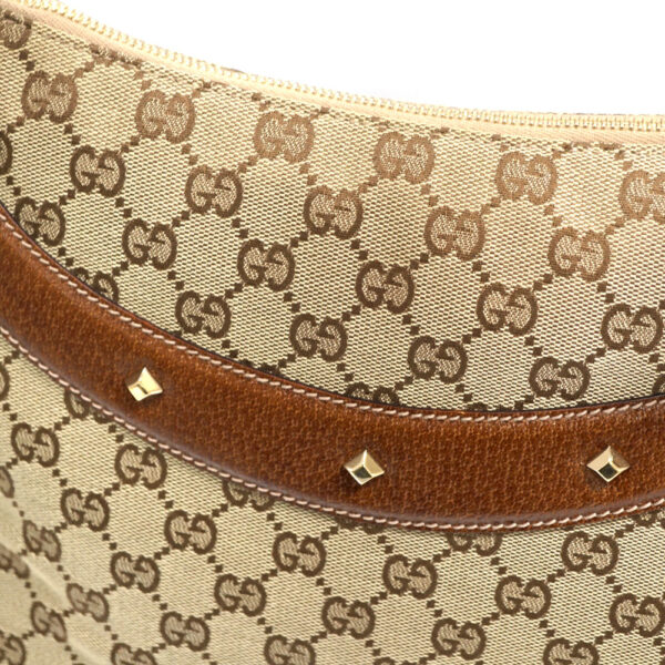 imgrc0081834339 Gucci Shoulder Bag GG Canvas Bamboo Studs Brown Beige