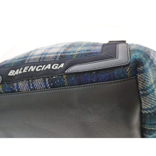 imgrc0082687342 Balenciaga Blue Hippo S Plaid Tote Bag Wool Leather Green Black