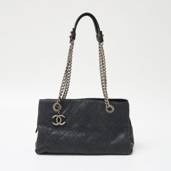 imgrc0083045564 Chanel Caviar Skin Chain Tote Handbag Leather Black Beige