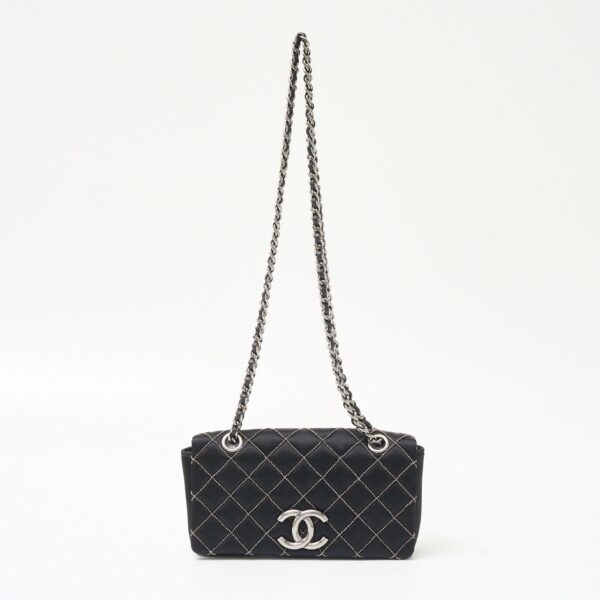 imgrc0083046158 Chanel Satin Mini Chain Shoulder Bag Satin Leather Black