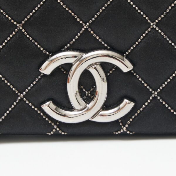 imgrc0083046164 Chanel Satin Mini Chain Shoulder Bag Satin Leather Black