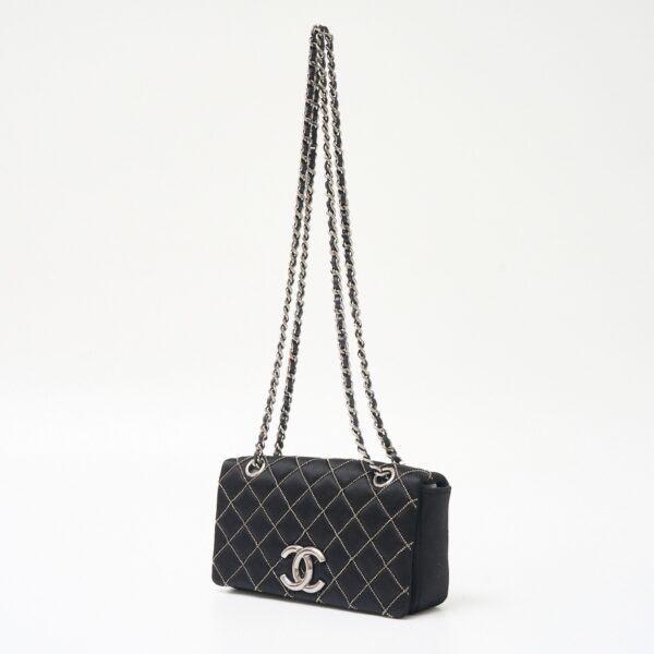 imgrc0083046172 Chanel Satin Mini Chain Shoulder Bag Satin Leather Black