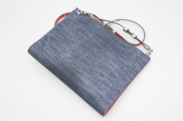 imgrc0083580852 Christian Louboutin Sky Pouch Denim Clutch Bag Blue Silver