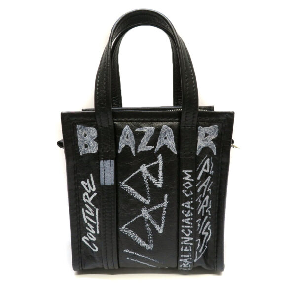 imgrc0083691837 Balenciaga Bazaar Shopper XS Graffiti Leather Black