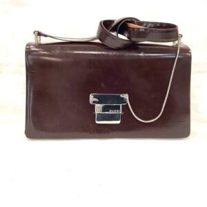 imgrc0083753278 Celine Vintage Macadam Blason Triomphe Logo Ring Hardware Leather Handbag Brown