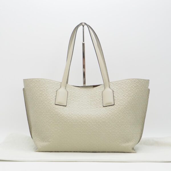 imgrc0083838428 Loewe T Shopper Repeat Anagram Leather Tote Bag Beige