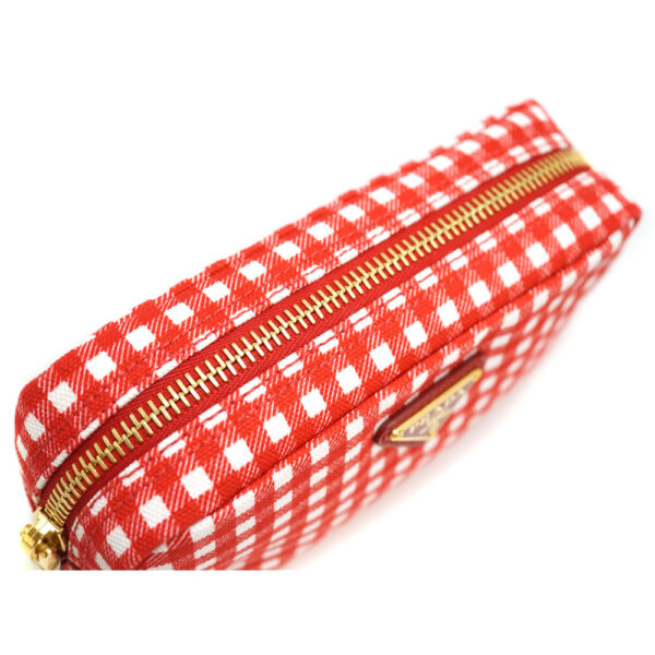 imgrc0084018423 Prada Pouch Accessory Case Canvas Casual Red White Gingham Check