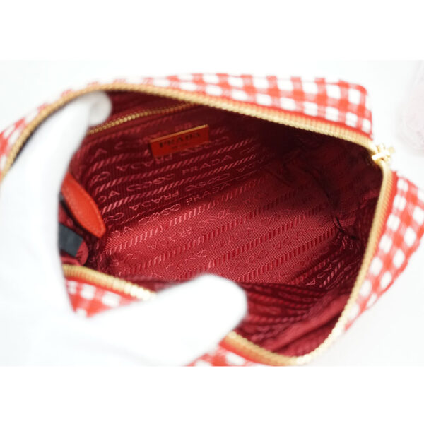 imgrc0084018424 Prada Pouch Accessory Case Canvas Casual Red White Gingham Check