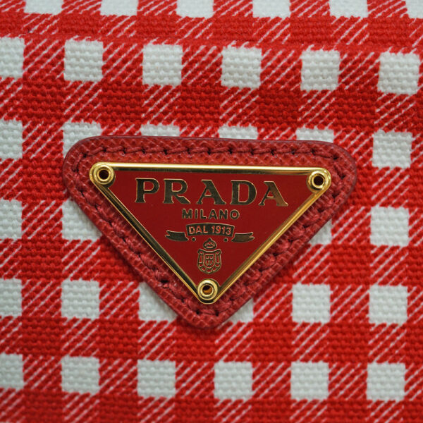 imgrc0084018431 Prada Pouch Accessory Case Canvas Casual Red White Gingham Check