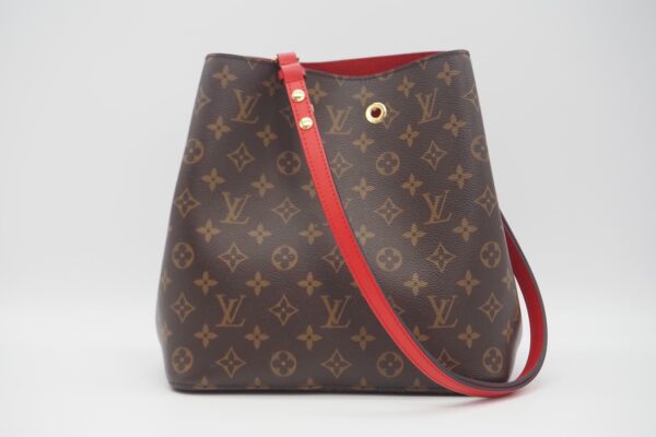 imgrc0084955604 Louis Vuitton Monogram Neo Noe Coquelicot Tote Bag Brown Red