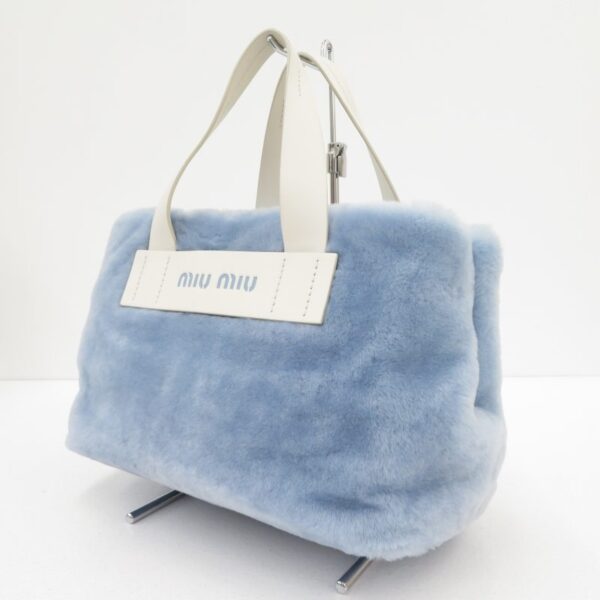 imgrc0085073617 Miu Miu Sheepfur 2WAY Leather Handbag Blue