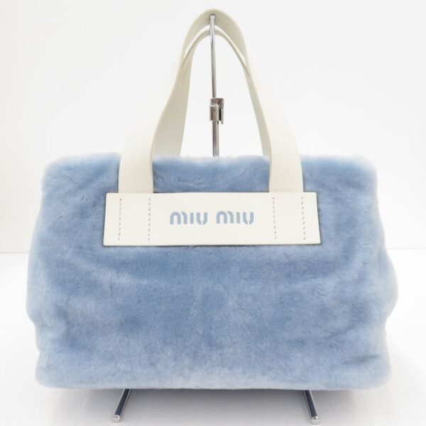 imgrc0085073618 Miu Miu Sheepfur 2WAY Leather Handbag Blue