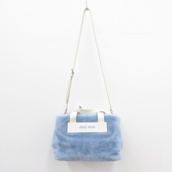 imgrc0085073630 Miu Miu Sheepfur 2WAY Leather Handbag Blue