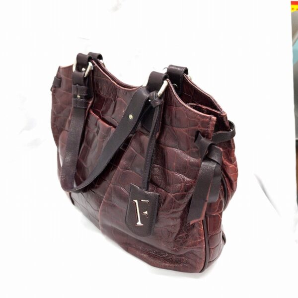 Furla Croco Embossed Tote Bag Bordeaux - Image 4