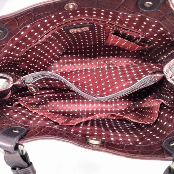 Furla Croco Embossed Tote Bag Bordeaux - Image 9