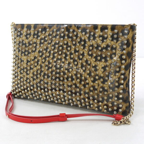 imgrc0086929062 Christian Louboutin Spike Studs Leopard 2WAY Clutch Bag Brown