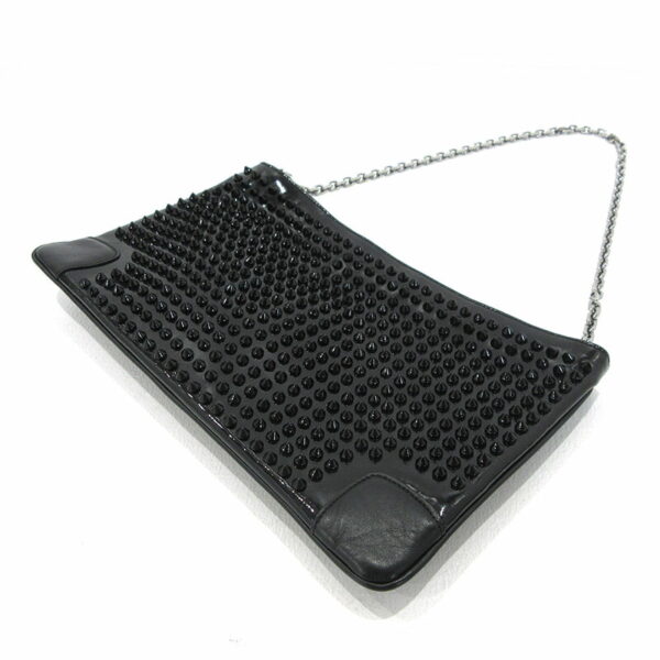 imgrc0087755259 Christian Louboutin Spike Stud Chain Leather Clutch Shoulder Bag Black