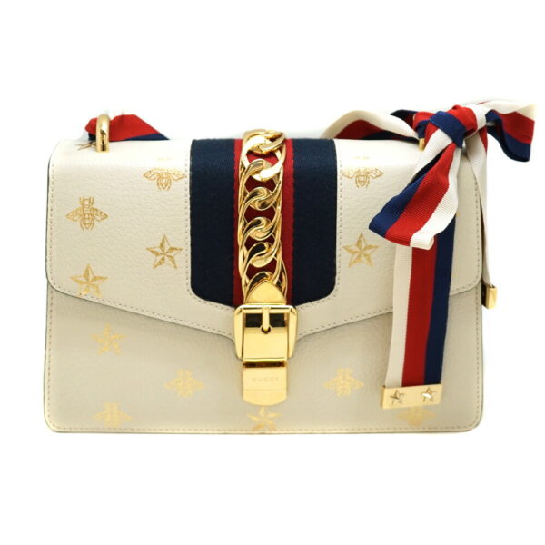 imgrc0087858134 Gucci Bee Star 2WAY Shoulder Bag Leather White Red Blue