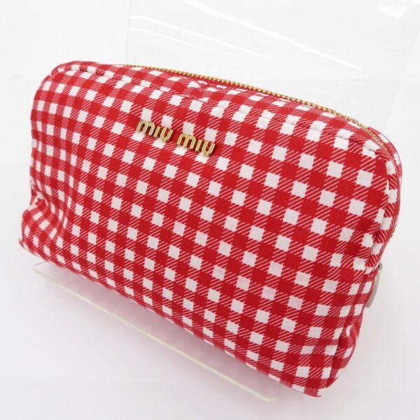 imgrc0087976407 Miu Miu FAILLE Gingham Check Pouch Red