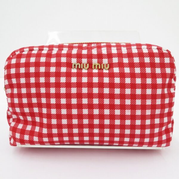 imgrc0087976409 Miu Miu FAILLE Gingham Check Pouch Red