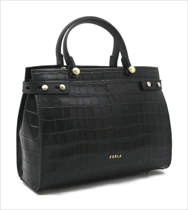 imgrc0088217509 Furla Lady M Tote Bag Crocodile Embossed Leather Black