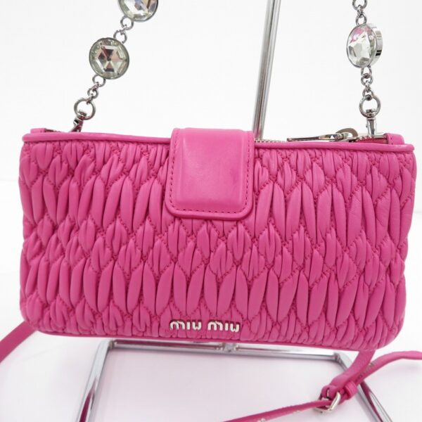 imgrc0088343820 Miu Miu Matelasse 3 Way Nappa Leather Bijou Shoulder Bag Pink