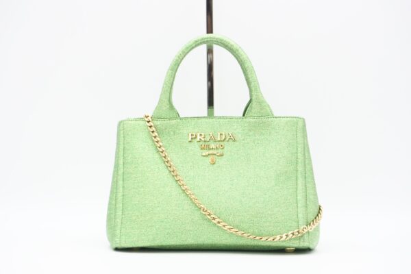 imgrc0089248736 Prada Kanapara Lame 2way Shoulder Bag Green