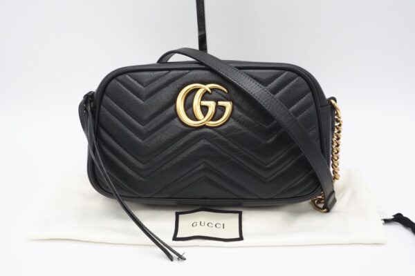 imgrc0089248893 Gucci GG Marmont Quilted Small Leather Shoulder Bag Black