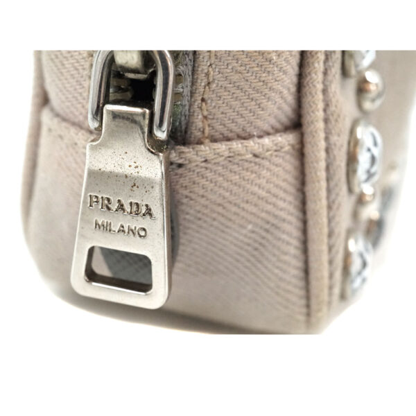 imgrc0089463282 Prada Rhinestone Shoulder Bag Ash Gray Canvas Mini