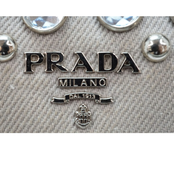 imgrc0089463283 Prada Rhinestone Shoulder Bag Ash Gray Canvas Mini