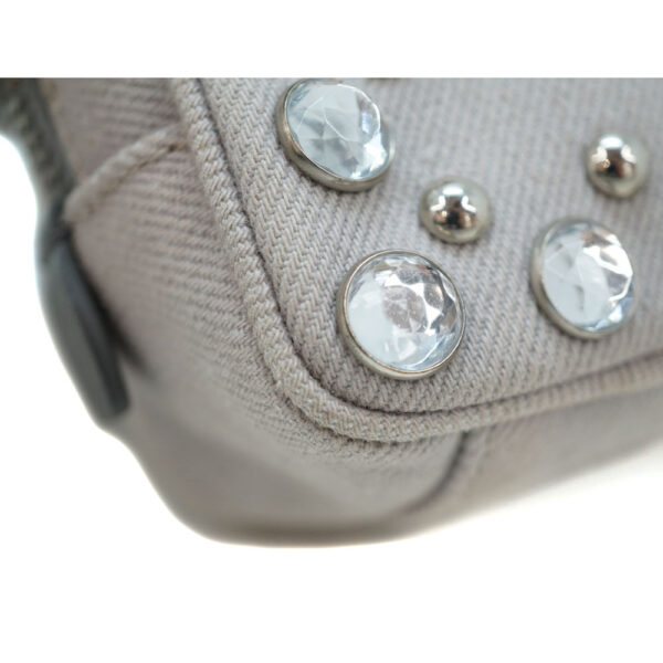 imgrc0089463286 Prada Rhinestone Shoulder Bag Ash Gray Canvas Mini