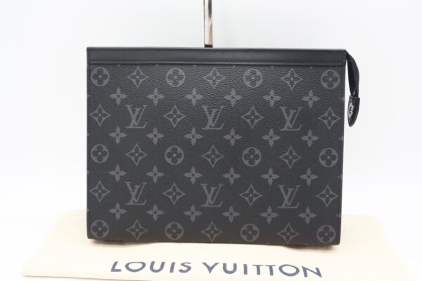 imgrc0090084099 Louis Vuitton Monogram Eclipse Pochette Voyage MM Clutch Bag Black Gray