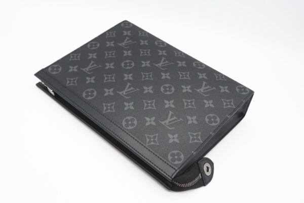 imgrc0090084100 Louis Vuitton Monogram Eclipse Pochette Voyage MM Clutch Bag Black Gray