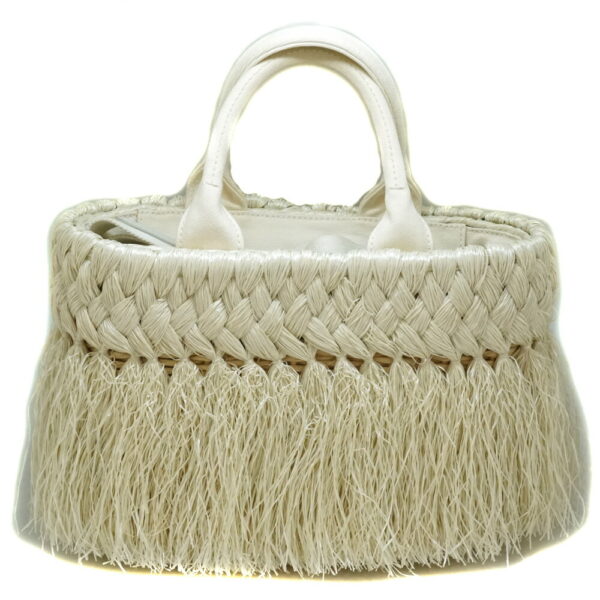 imgrc0090707734 Prada 2WAY Tote Bag Canvas Raffia Basket White