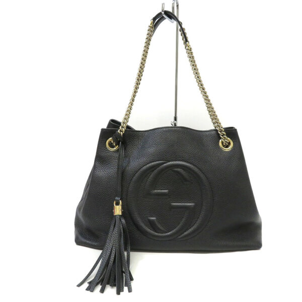 imgrc0091133096 Gucci Soho Interlocking G Chain Shoulder Bag Leather Black