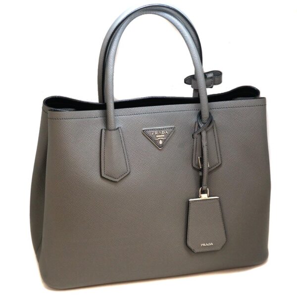 imgrc0091818504 Prada Double Medium 2WAY Saffiano Bag Gray