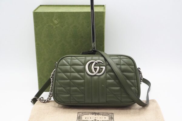 imgrc0094241229 Gucci GG Marmont Quilted Small Shoulder Bag Green