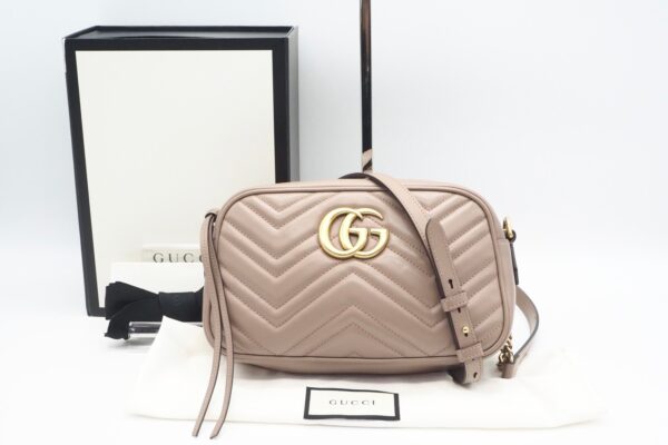 imgrc0094960991 Gucci GG Marmont Quilted Small Shoulder Bag Beige