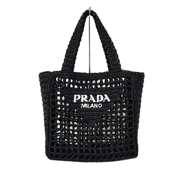 imgrc0095269606 Prada Small Raffia Tote Basket Bag Black