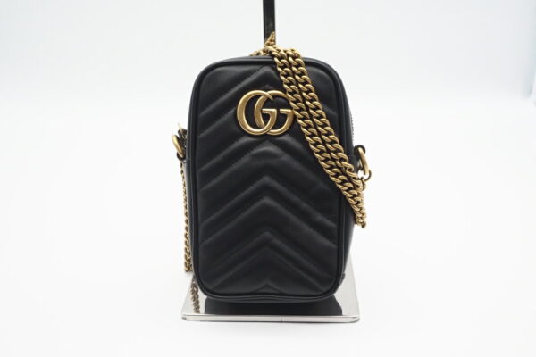 imgrc0095415817 Gucci GG Marmont Quilted Mini Chain Shoulder Bag Black