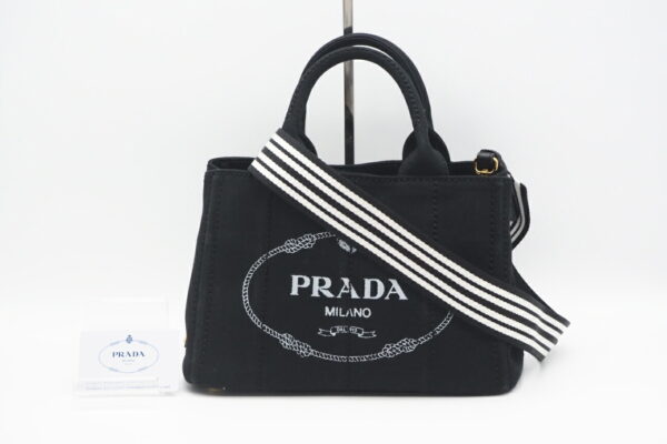 imgrc0095416139 Prada Canapa 2way Shoulder Bag Black White