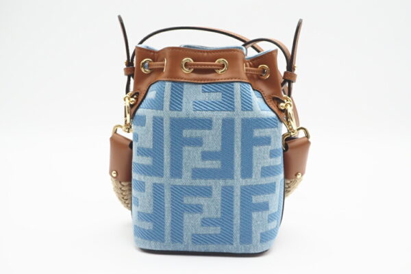 imgrc0095531640 Fendi FF Embroidery Mon Tresor Denim 2way Bag Blue Brown