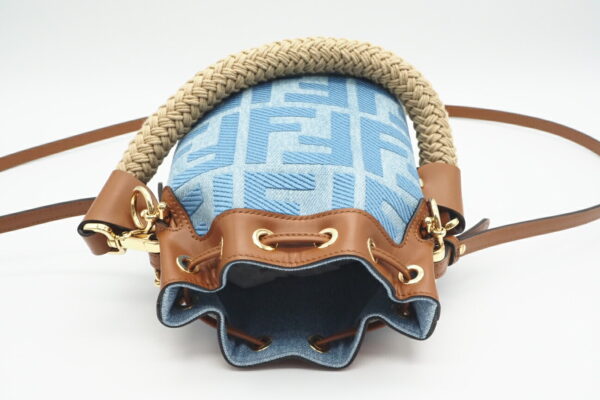 imgrc0095531644 Fendi FF Embroidery Mon Tresor Denim 2way Bag Blue Brown