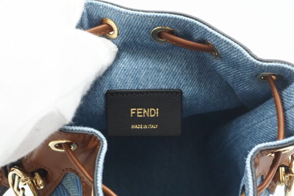 imgrc0095531646 Fendi FF Embroidery Mon Tresor Denim 2way Bag Blue Brown