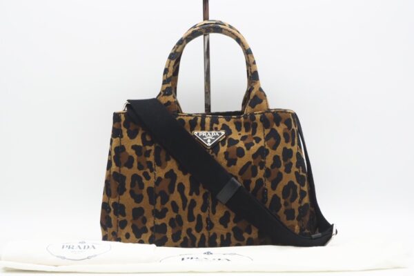 imgrc0095692499 Prada Canapa Leopard 2way Shoulder Bag Brown Black