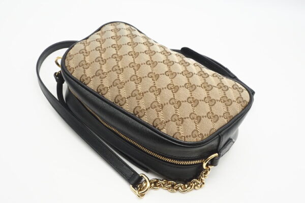 imgrc0095879491 Gucci GG Marmont Leather Small Shoulder Bag Beige Black