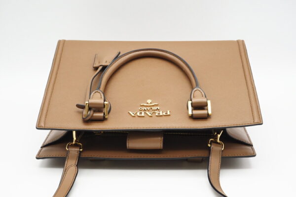 imgrc0096291287 Prada Saffiano Leather 2way Handbag Beige